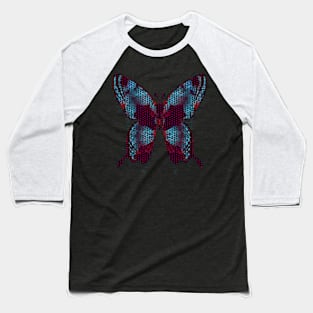 Fantasy Butterfly in Iridescent Blue Polka Dot Baseball T-Shirt